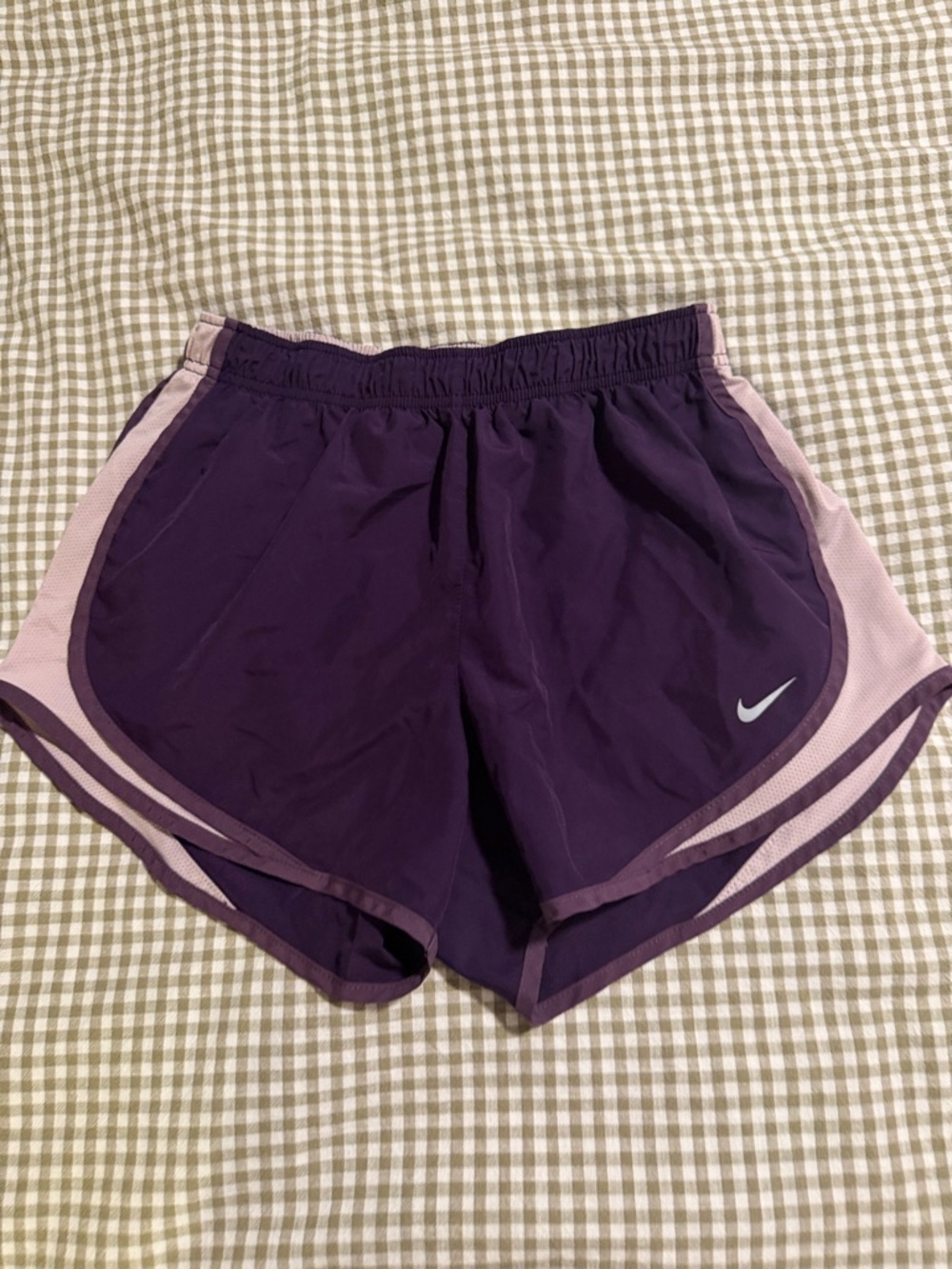 Nike Women's Dark Purple Running Shorts with Light Lavender Panels